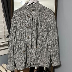 UNTUCKit Gray Marled Ribbed Cardigan Sweater